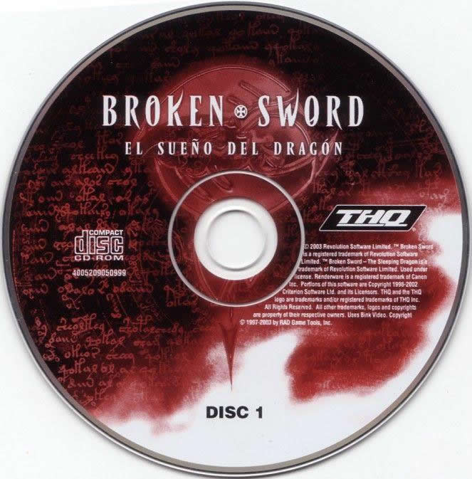 Archivo:Broken Sword - El Sueño del Dragon - CD1.jpg